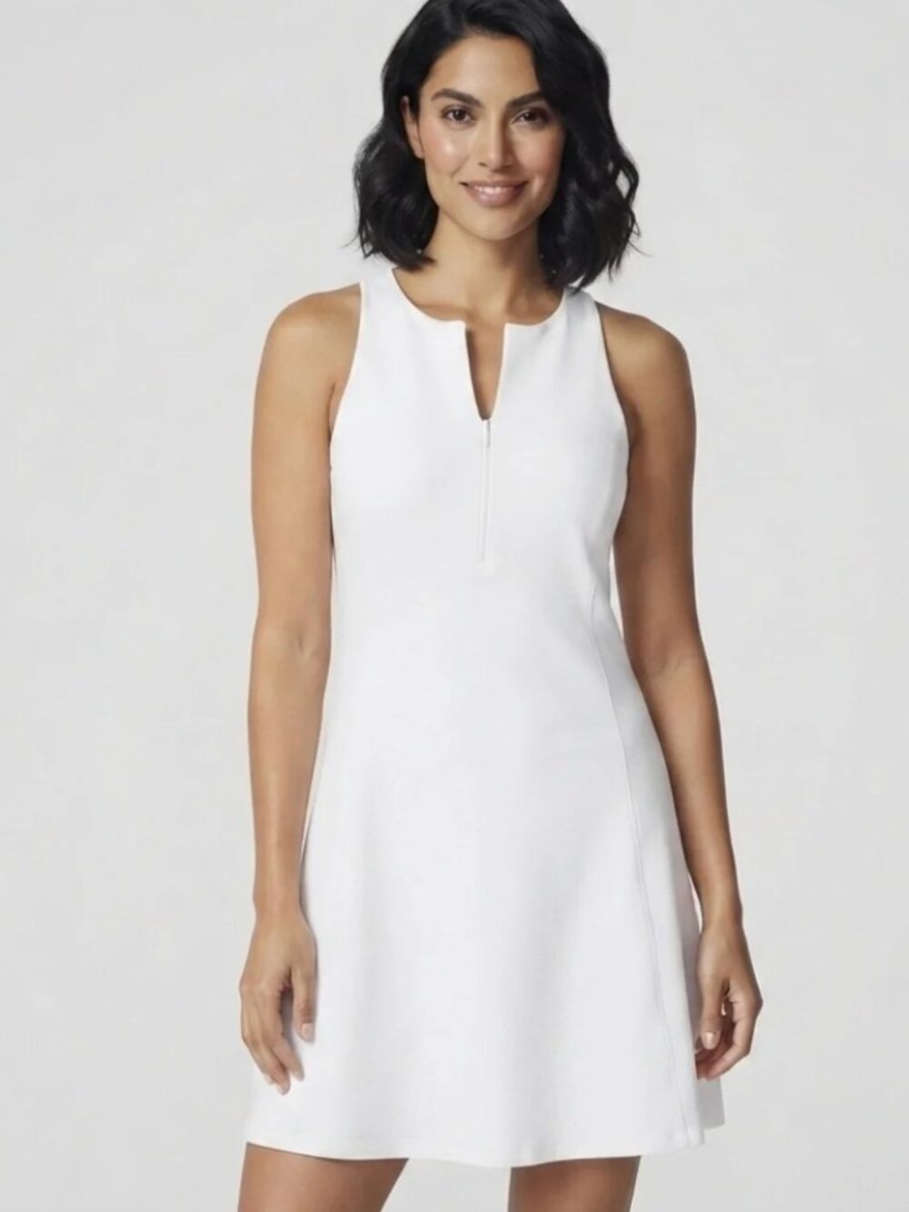 NWT SPANX Get Moving Zip Front Dress White L